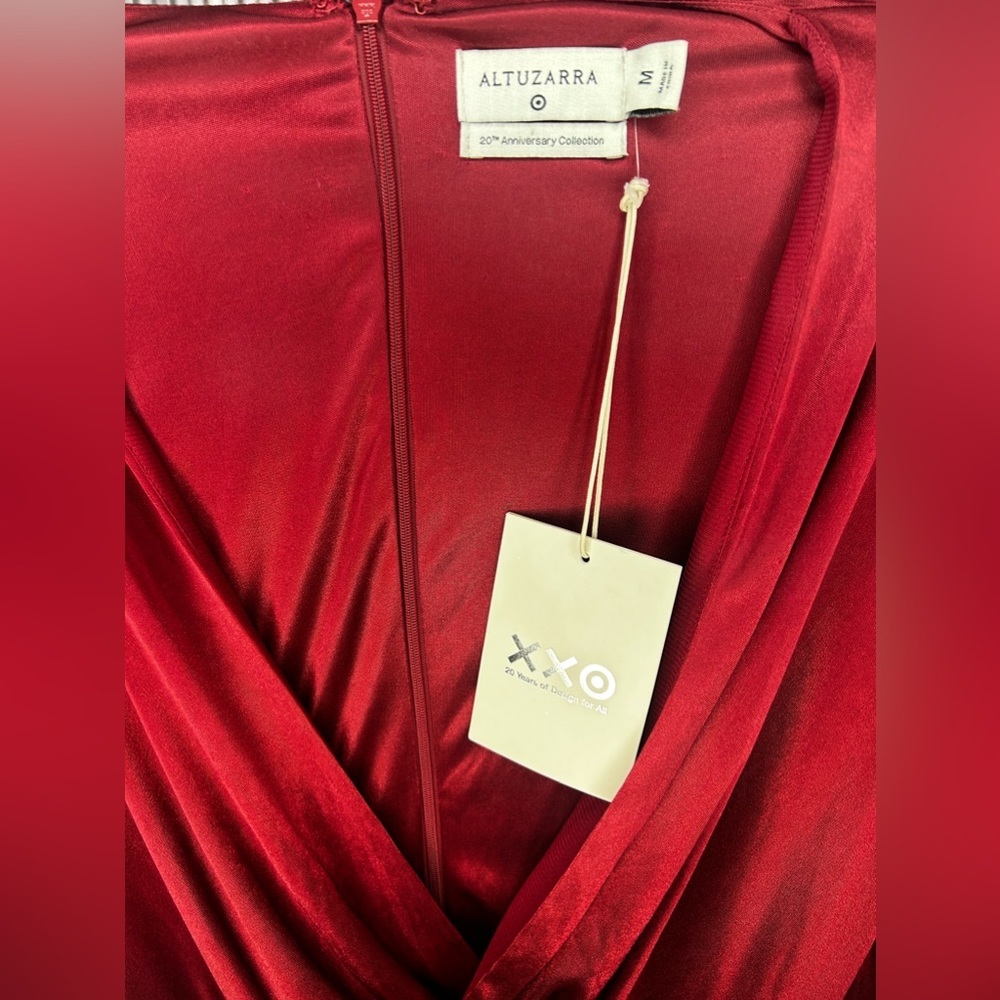 Women’s NWT Altuzarra Target Red Designer Polyester Wrap Dress Size Medium Flaw - Picture 3 of 7